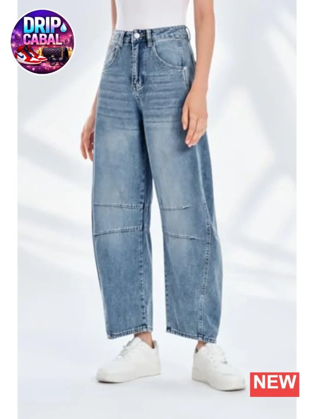 Baggy Boyfriend Jeans Wide Leg Mid Rise Ankle Denim Pants